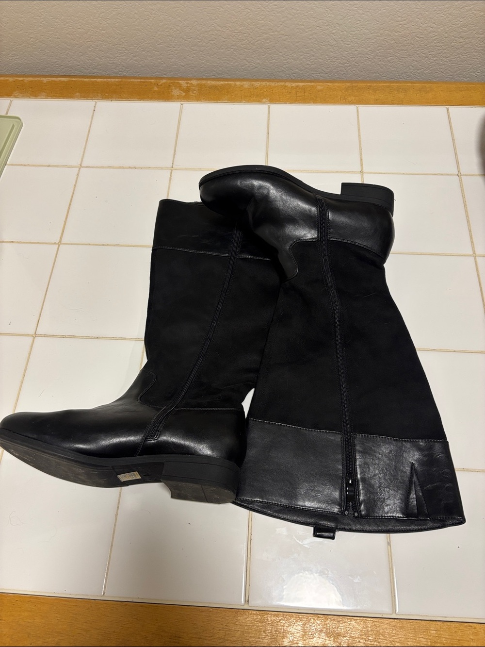 Amazon Black Over-the-Knee Leather & Suede Boots